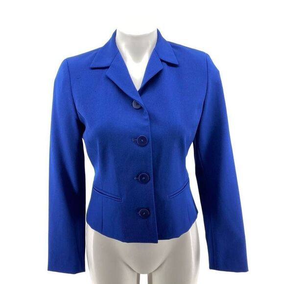 Vintage Saks Fifth Avenue Folio Collection Wool Blue Button Front Blazer 4P - Picture 12 of 13